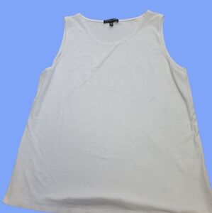 Eileen Fisher Scoop Neck Tank Top Rayon Lightweight USA Made White Womens PM m